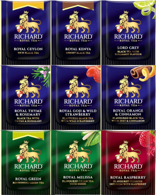 Чай RICHARD Royal Selection Premium Teas ассорти 9вкусов 72пакетика 133,6г