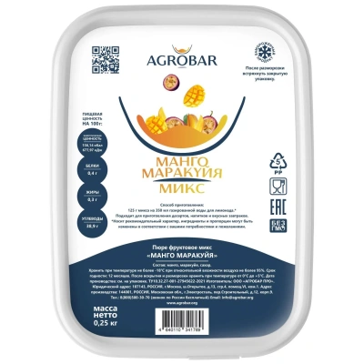 Пюре Агробар (AGROBAR) манго-маракуйя с/м 250г