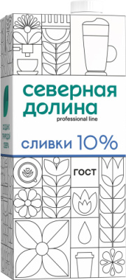 Сливки Северная Долина 10% 1л